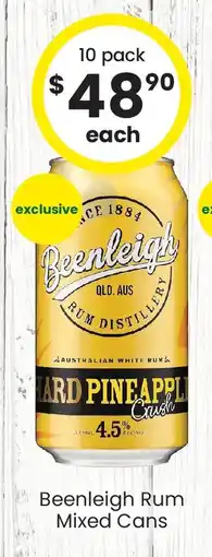 The Bottle O Beenleigh rum mixed cans offer