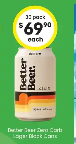 The Bottle O Better beer zero carb lager block cans offer