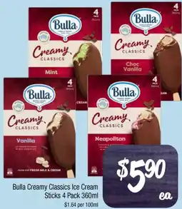 Farmer Jack's Bulla creamy classics ice cream sticks 4 pack offer
