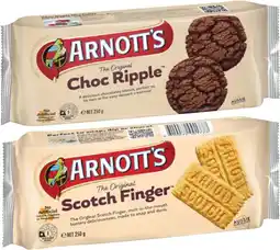 Coles Arnott's Scotch Finger or Choc Ripple Biscuits 250g offer