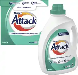 Coles Biozet Attack Regular Laundry Liquid 2 Litre or Powder 2kg offer