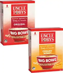 Coles Uncle Tobys Oats Big Bowl Sachets offer
