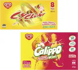 Coles Streets Calippo Ice Blocks or Cyclone Sticks 5 Pack-10 Pack 525mL-688mL offer