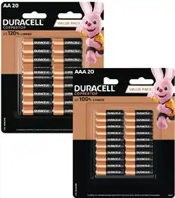 Coles Duracell Coppertop Batteries AA or AAA 20 Pack offer