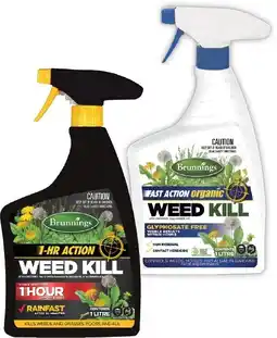 Coles Brunnings 1 Hour Action Weed Kill or Fast Action Organic Weed Kill 1 Litre offer