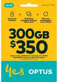 Coles Optus $350 Prepaid SIM offer