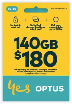 Coles Optus $180 Prepaid SIM Starter Kit offer