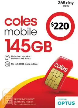 Coles Coles Mobile $220 Prepaid SIM offer