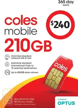 Coles Coles Mobile $240 Prepaid SIM offer