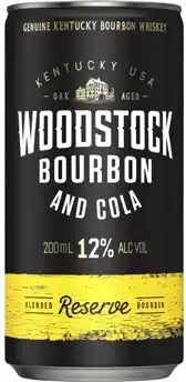 Coles Woodstock Bourbon & Cola 12% Cans offer