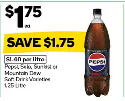 Woolworths Pepsi, solo, sunkist or mountain dew soft drink varieties offer