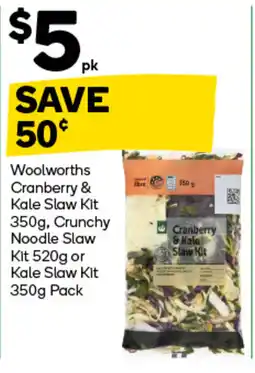 Woolworths Woolworths cranberry &kale slaw ki, crunchy noodle slaw kit or kale slaw kit pack offer