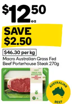 Woolworths Macro australian grass fed beef porterhouse steak offer
