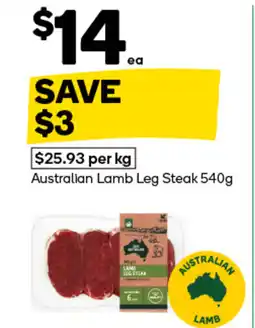 Woolworths Australian lamb leg steak offer