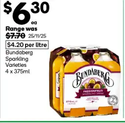 Woolworths Bundaberg sparkling varieties offer