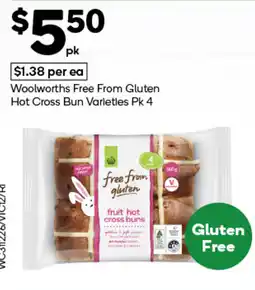Woolworths Woolworths free from gluten hot cross bun varieties offer