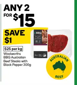 Woolworths Woolworths bbq australian beef steaks with black pepper offer