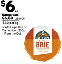 Woolworths South cape brie or camembert offer