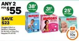 Woolworths Huggies infant or newborn napples or ultra dry nappies offer