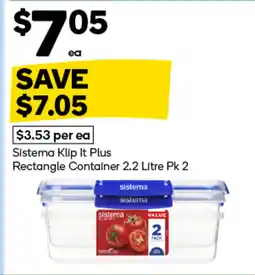Woolworths Sistema klip it plus rectangle container offer