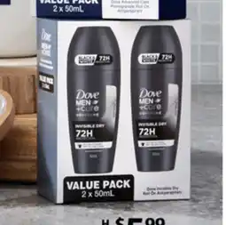 ALDI dove advanced care 72 hour roll-on deodorant for men or women offer