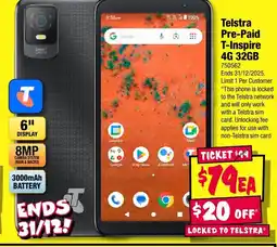 JB Hi-Fi Telstra pre-paid t-inspire 4 g offer
