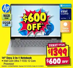 JB Hi-Fi Hp 14" envy 2-in-1 notebook offer