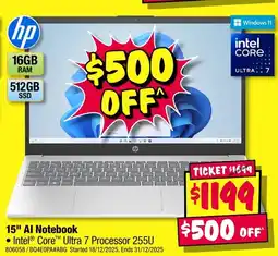 JB Hi-Fi Hp 15" al notebook offer