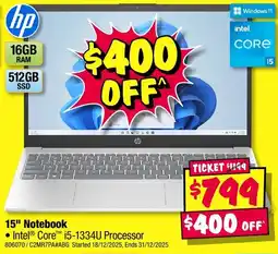 JB Hi-Fi Hp 15" notebook offer