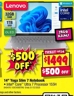 JB Hi-Fi Lenovo 14" yoga slim 7 notebook offer