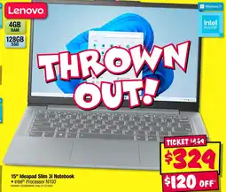 JB Hi-Fi Lenovo 15" ideapad slim 3i notebook offer