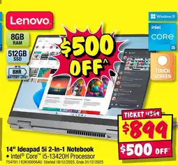 JB Hi-Fi Lenovo. 14" ideapad 5i 2-in-1 notebook offer