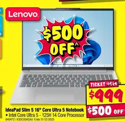 JB Hi-Fi Lenovo ideapad slim 5 16" core ultra 5 notebook offer