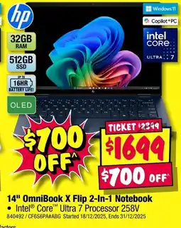 JB Hi-Fi Hp 14" omnibook x flip notebook offer
