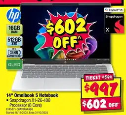 JB Hi-Fi Hp 14" omnibook 5 notebook offer