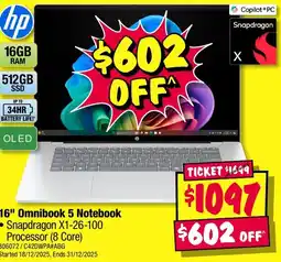 JB Hi-Fi Hp 16" omnibook 5 notebook offer