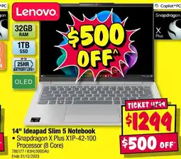 JB Hi-Fi Lenovo 14" ideapad slim 5 notebook offer
