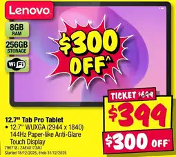 JB Hi-Fi Lenovo 12.7" tab pro tablet offer