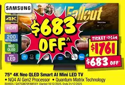 JB Hi-Fi Samsung 75" 4k neo qled smart al mini led tv offer