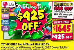 JB Hi-Fi Lg 75" 4k qned evo al smart mini led tv offer