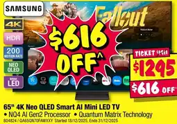JB Hi-Fi Samsung 65" 4k neo qled smart al mini led tv offer