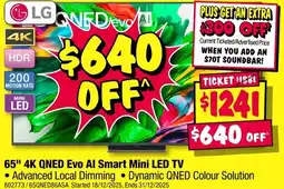 JB Hi-Fi Lg 65" 4k qned evo al smart mini led tv offer