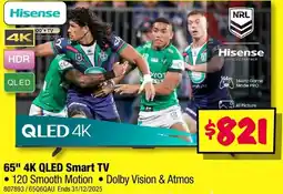 JB Hi-Fi Hisense 65" 4k qled smart tv offer