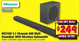 JB Hi-Fi Hisense hs3100 3.1 channel 480 watt offer