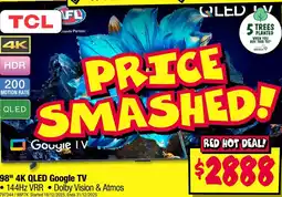 JB Hi-Fi Tcl 98" 4k qled google tv offer