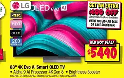 JB Hi-Fi Lgoled evo al 83" 4k evo al smart oled tv offer