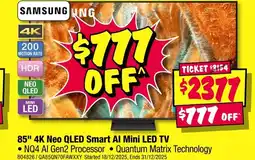 JB Hi-Fi Samsung 85" 4k neo qled smart al mini led tv ⚫nq4 al gen2 processor quantum matrix technology offer