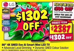 JB Hi-Fi Lg 86" 4k qned evo al smart mini led tv offer