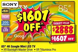 JB Hi-Fi Sony 85" 4k google mini led tv offer