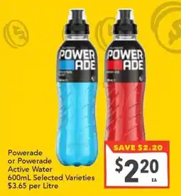 Supa Valu Powerade or Powerade Active Water offer